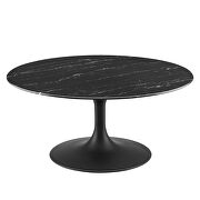 Round artificial marble coffee table in black by Modway additional picture 6