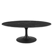 Oval artificial marble coffee table in black by Modway additional picture 6