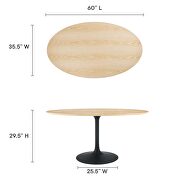 Wood oval dining table in black natural by Modway additional picture 7