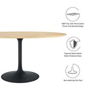 Wood oval dining table in black natural by Modway additional picture 8