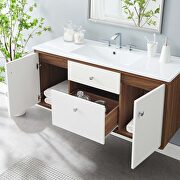 Wall-mount bathroom vanity in walnut white additional photo 2 of 9
