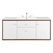 Wall-mount bathroom vanity in walnut white by Modway additional picture 9