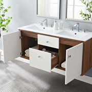 Wall-mount bathroom vanity in walnut white additional photo 2 of 9
