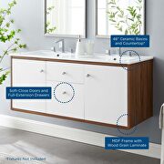 Wall-mount bathroom vanity in walnut white by Modway additional picture 3