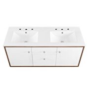 Wall-mount bathroom vanity in walnut white additional photo 5 of 9