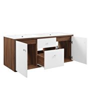 Wall-mount bathroom vanity in walnut white by Modway additional picture 7