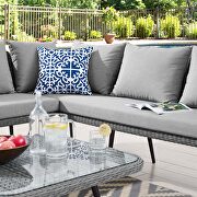 Gray finish outdoor patio wicker rattan seating sectional sofa and coffee table by Modway additional picture 11