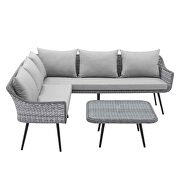 Gray finish outdoor patio wicker rattan seating sectional sofa and coffee table by Modway additional picture 3