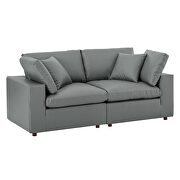 Down filled overstuffed vegan leather loveseat in gray by Modway additional picture 2