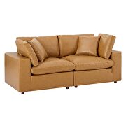 Down filled overstuffed vegan leather loveseat in tan by Modway additional picture 2