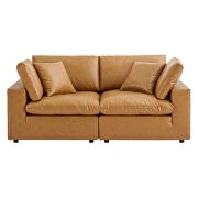 Down filled overstuffed vegan leather loveseat in tan by Modway additional picture 3