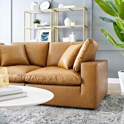Down filled overstuffed vegan leather loveseat in tan by Modway additional picture 7