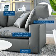 Down filled overstuffed vegan leather 3-seater sofa in gray additional photo 2 of 9