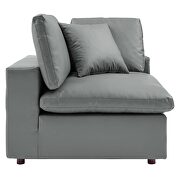 Down filled overstuffed vegan leather 3-seater sofa in gray additional photo 3 of 9