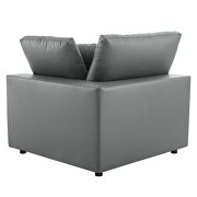 Down filled overstuffed vegan leather 3-seater sofa in gray additional photo 4 of 9