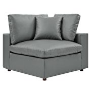 Down filled overstuffed vegan leather 3-seater sofa in gray additional photo 5 of 9