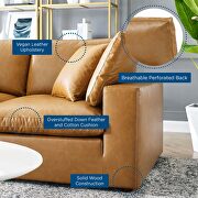 Down filled overstuffed vegan leather 3-seater sofa in tan additional photo 2 of 9