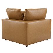 Down filled overstuffed vegan leather 3-seater sofa in tan additional photo 4 of 9