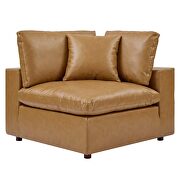 Down filled overstuffed vegan leather 3-seater sofa in tan additional photo 5 of 9