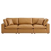 Down filled overstuffed vegan leather 3-seater sofa in tan by Modway additional picture 9