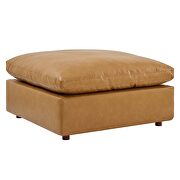 Down filled overstuffed vegan leather 4-piece sectional sofa in tan additional photo 5 of 12