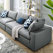 Down filled overstuffed vegan leather 4-seater sofa in gray by Modway additional picture 11