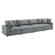Down filled overstuffed vegan leather 4-seater sofa in gray by Modway additional picture 9