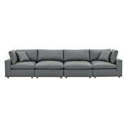 Down filled overstuffed vegan leather 4-seater sofa in gray by Modway additional picture 10
