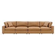 Down filled overstuffed vegan leather 4-seater sofa in tan by Modway additional picture 10