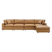 5-piece modular sectional sofa in tan vegan leather by Modway additional picture 10