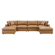 Down filled overstuffed vegan leather 6-piece sectional sofa in tan by Modway additional picture 15