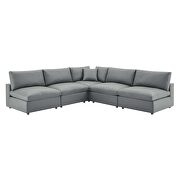 Down filled overstuffed vegan leather 5-piece sectional sofa in gray by Modway additional picture 10