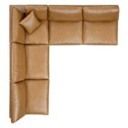 Down filled overstuffed vegan leather 5-piece sectional sofa in tan by Modway additional picture 9