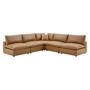 Down filled overstuffed vegan leather 5-piece sectional sofa in tan by Modway additional picture 10