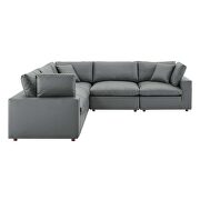 Down filled overstuffed vegan leather 5-piece sectional sofa in gray by Modway additional picture 10