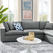 Down filled overstuffed vegan leather 6-piece sectional sofa in gray by Modway additional picture 11