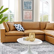 Down filled overstuffed vegan leather 6-piece sectional sofa in tan by Modway additional picture 11