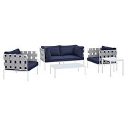 5-piece sunbrella® outdoor patio aluminum furniture set in gray/ navy by Modway additional picture 2