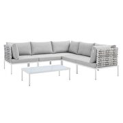 6-piece sunbrella® basket weave outdoor patio aluminum sectional sofa set in taupe/ gray by Modway additional picture 2