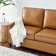 Vegan leather sofa in tan additional photo 2 of 7