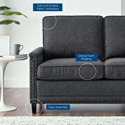 Upholstered fabric loveseat in charcoal additional photo 3 of 7