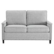 Upholstered fabric loveseat in light gray additional photo 5 of 7