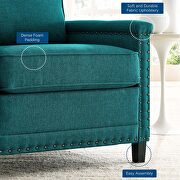 Upholstered fabric armchair in teal additional photo 3 of 7