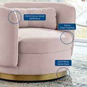 Performance velvet upholstery swivel chair in gold/ pink finish by Modway additional picture 7