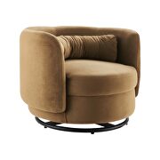 Performance velvet upholstery swivel chair in black/ cognac by Modway additional picture 2