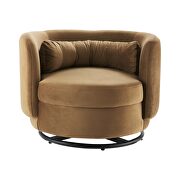 Performance velvet upholstery swivel chair in black/ cognac by Modway additional picture 6