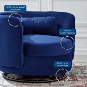 Performance velvet upholstery swivel chair in black/ navy finish by Modway additional picture 7