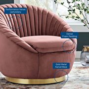 Tufted performance velvet swivel chair in gold/ dusty rose by Modway additional picture 7