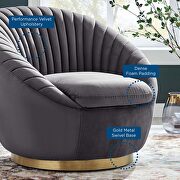 Tufted performance velvet swivel chair in gold/ gray by Modway additional picture 7