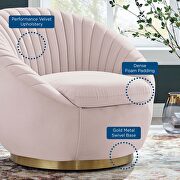 Tufted performance velvet swivel chair in gold/ pink by Modway additional picture 7